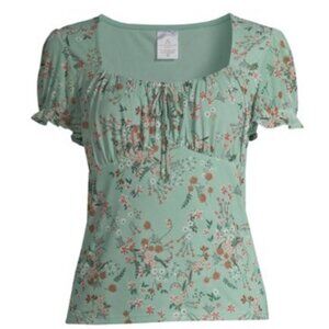 No Boundaries Juniors Floral Sweetheart Blouse